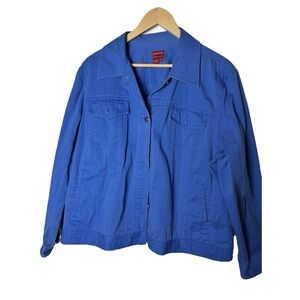 Chaps Denim Jean Jacket Women's 2XL Blue Button Flap Pockets Classic